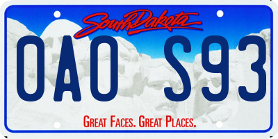 SD license plate 0AOS93