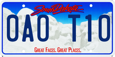 SD license plate 0AOT10