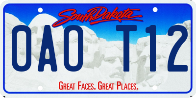 SD license plate 0AOT12