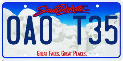 SD license plate 0AOT35