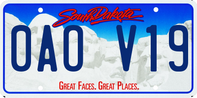 SD license plate 0AOV19