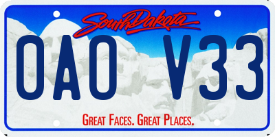 SD license plate 0AOV33