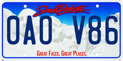 SD license plate 0AOV86