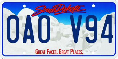 SD license plate 0AOV94
