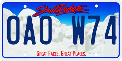 SD license plate 0AOW74