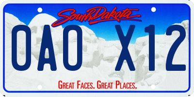 SD license plate 0AOX12