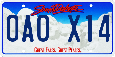 SD license plate 0AOX14