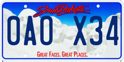 SD license plate 0AOX34