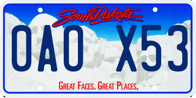 SD license plate 0AOX53