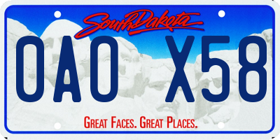 SD license plate 0AOX58