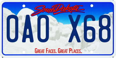 SD license plate 0AOX68