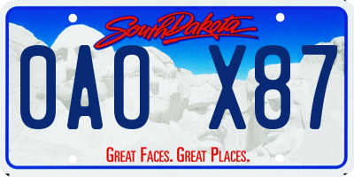 SD license plate 0AOX87