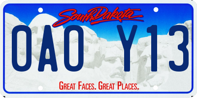 SD license plate 0AOY13