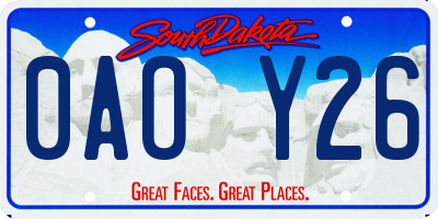 SD license plate 0AOY26