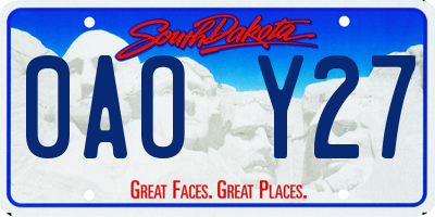 SD license plate 0AOY27