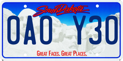 SD license plate 0AOY30