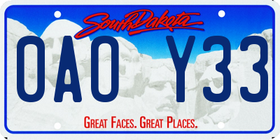 SD license plate 0AOY33