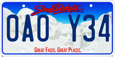 SD license plate 0AOY34