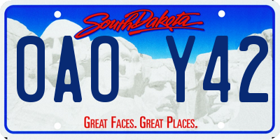 SD license plate 0AOY42