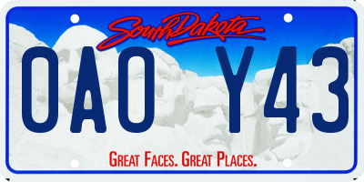 SD license plate 0AOY43