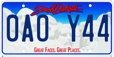 SD license plate 0AOY44