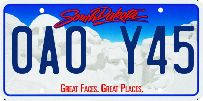 SD license plate 0AOY45