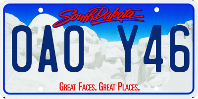 SD license plate 0AOY46