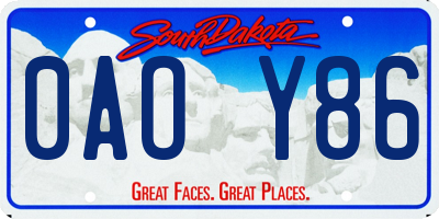 SD license plate 0AOY86