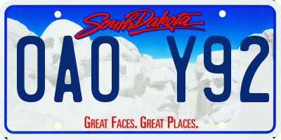 SD license plate 0AOY92
