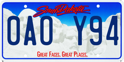 SD license plate 0AOY94