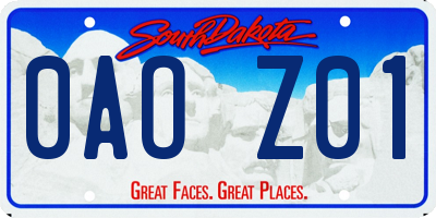 SD license plate 0AOZ01