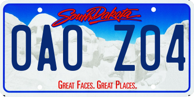 SD license plate 0AOZ04