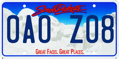 SD license plate 0AOZ08