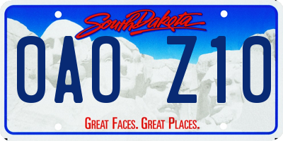SD license plate 0AOZ10