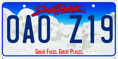 SD license plate 0AOZ19