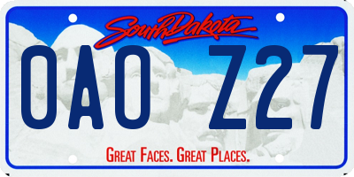 SD license plate 0AOZ27