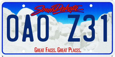 SD license plate 0AOZ31