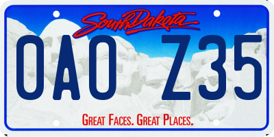 SD license plate 0AOZ35