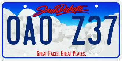 SD license plate 0AOZ37