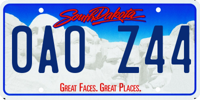 SD license plate 0AOZ44