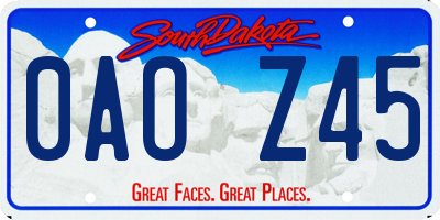 SD license plate 0AOZ45