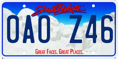 SD license plate 0AOZ46
