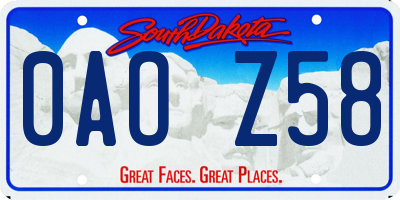 SD license plate 0AOZ58