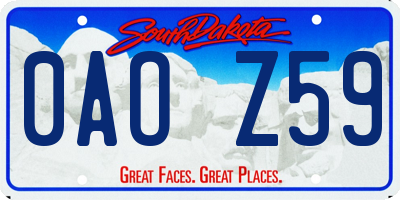 SD license plate 0AOZ59
