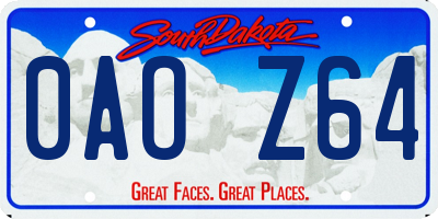 SD license plate 0AOZ64