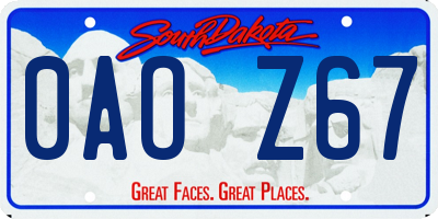 SD license plate 0AOZ67