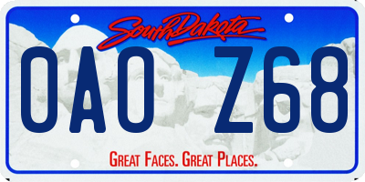 SD license plate 0AOZ68