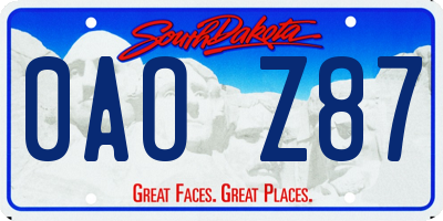 SD license plate 0AOZ87