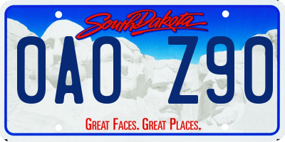 SD license plate 0AOZ90