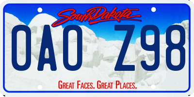 SD license plate 0AOZ98